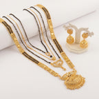 Mangalsutra Combo Deal Gold Plated Necklace Pandent Mangalsutra 30 Inch And 18 Inch Combo Pack With Earring for Women (Pack of 5)